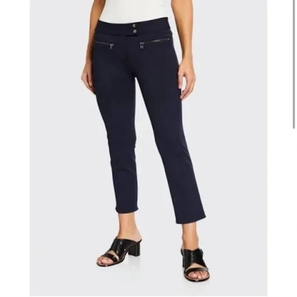 Veronica Beard Metro Cropped Kick Flare pants 2 zippers navy blue
